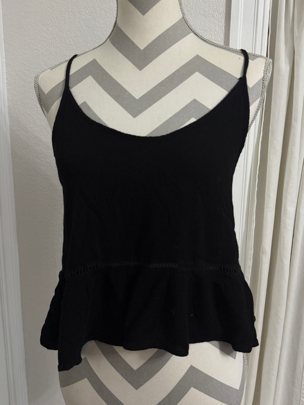 Ambiance Black Spaghetti Strap Peplum Cami
